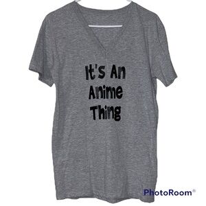 Hobby Lobby gray v neck junior short sleeve tshirt It’s An Anime Thing homemade
